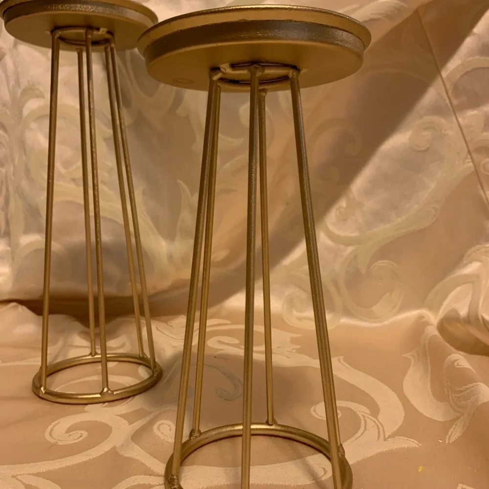 pillar candle holder stands geometric metal gold